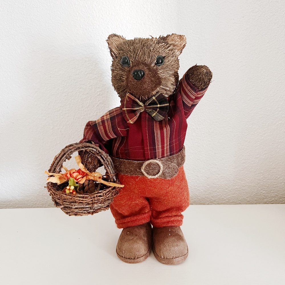 At Home Bear with Basket Fall Decor